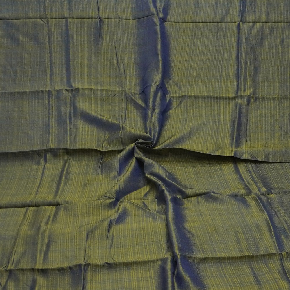 Vintage Blue Dual Tone 100% Silk Handloom Sari Remnant 4YD Craft Fabric Scrap