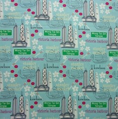CITY SIGNATURE M’Liss Cotton Fabric HONG KONG Victoria Harbour Blue 2 & 1/2 Yds