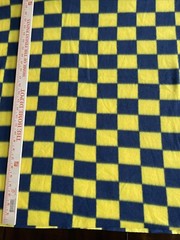 Blue And Yellow Checkered Fleece Fabric 60” X 66” Piece New