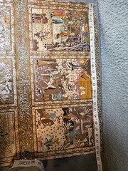 Fabric Lot Oriental Asian Silk Panel Prints Frame Or Cut 6 Pieces Vintage