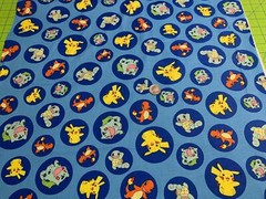 Fabric Pokemon Characters in Circles KAUFMAN Blue 1/4 Yard 7214
