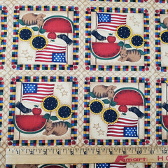 Debbie Mumm Americana Fabric Cats Watermelon American Flag Patriotic 1 Yard