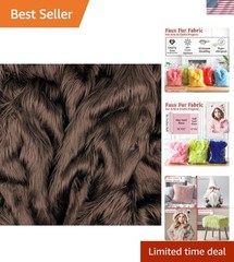 Hypoallergenic Dark Brown Faux Fur Fabric – Plush Long Pile Material, Half Yard