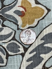 3 Yd Kravet Fabric Linen Drapery Upholstery Blue Orange Yellow White Floral