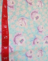 Vntg Sewing Fabric P&B Pastel Aqua Pink & Peach Cabbage Roses 1.25ydx45 Cotton