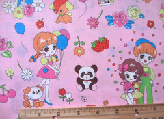 Retro Girls on Pink by Saori Oguchi Made in Japan 3 Yards