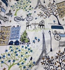 1-7/8+yds Waverly Inspirations Screen Print Fabric Paris Stroll Blue Green