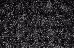 SATIN ROSETTE 3D FLORAL EMBROIDER BACKDROP BLACK HOME DECOR FABRIC PER YARD