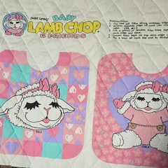 Shari Lewis Baby Lamb Chop & Friends Quilted Fabric Panels, Bib RARE 80S 90S