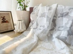 White Beige black Organza Jaquard Fabric, flower embroidery Wedding dress