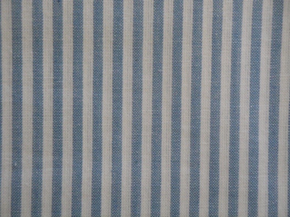 Dunroven House Blue White Striped Woven Cotton Chambray Homespun Fabric