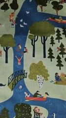 SOLVEJG MAKARETZ Jo-Ann HTF Park/Picnic/People Cotton Fabric 3.25 Yards X 43″