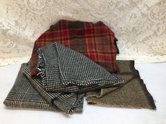 100% WOOL Bundle Fabric Washed for Appliqué Rug Hooking Crafts 1 LB (SKWG4)
