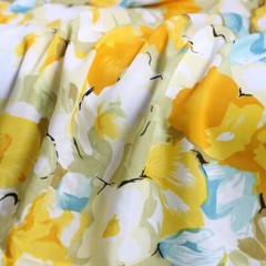 55” By Yards Yellow Flower Rayon Fabric Soft Viscose Material For Dress Shirt