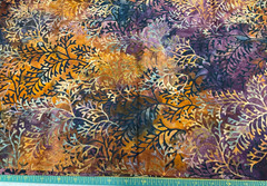 BROWN, BLUE, GOLD & PURPLE COTTON BATIK– 5/8 YARD