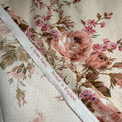 Vintage Ramm chintz fabric decorator peach Floral English Cottage pink bdfcoral