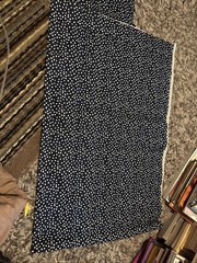 Blue And White Rayon polka dot fabric measuring Approx 6′ x 44″