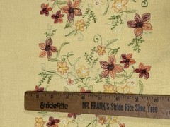 Yellow Linen Fabric Embroidered Border Print Red Orange Green Yellow 36×50”