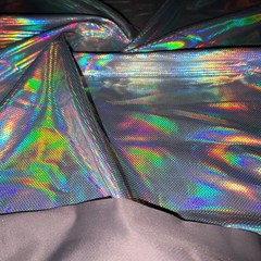 Silver Mirror Hologram Metallic Reflection Stretch Spandex by Yard for Swimwear