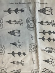 IKEA Sissela Fabric Yardage Botanical Gray White Yardage 68” Cut,60”W Flower NEW