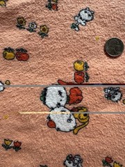 Vintage Kawaii Cat Flannel Fabric Peach Novelty Print 38 x 34 Quilt Sewing Craft