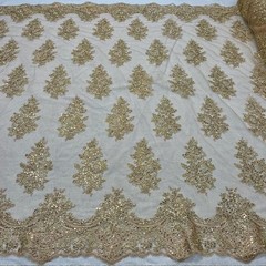 Bridal Sequin Lace Floral Embroidery Polyester Mesh 51 Inch Wide Fabric
