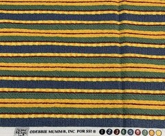 Vtg Striped Fabric Remnant By Debbie Mumm For SSI Green Golden Yellow Blue