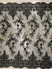 Teagan BLACK Damask Design Embroidered on Mesh Lace Fabric by the Yard – 10027
