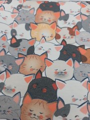 Organic Cotton Knit Kitty Cat Print Sewing Fabric 36″ x 60″ Multicolor Faces