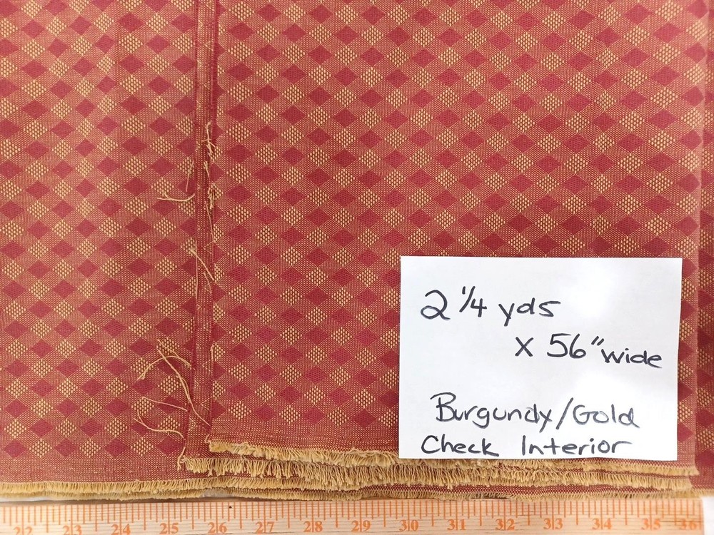 Burgundy Gold Home Decor Upholstery Check Grille Weave Tapestry 2 1/4 Yd x 56″