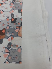 Organic Cotton Knit Kitty Cat Print Sewing Fabric 36″ x 60″ Multicolor Faces