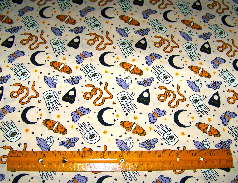 1 yd Camelot OUIJA ICONS DARK & WHIMSICAL on BLUSH 100% Cotton Fabric