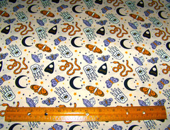 1 yd Camelot OUIJA ICONS DARK & WHIMSICAL on BLUSH 100% Cotton Fabric