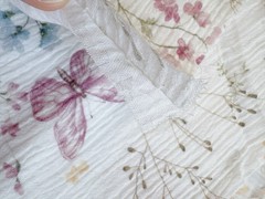 3.3 yds (18”) watercolor flowers butterflies crinkled double gauze fabric 260712