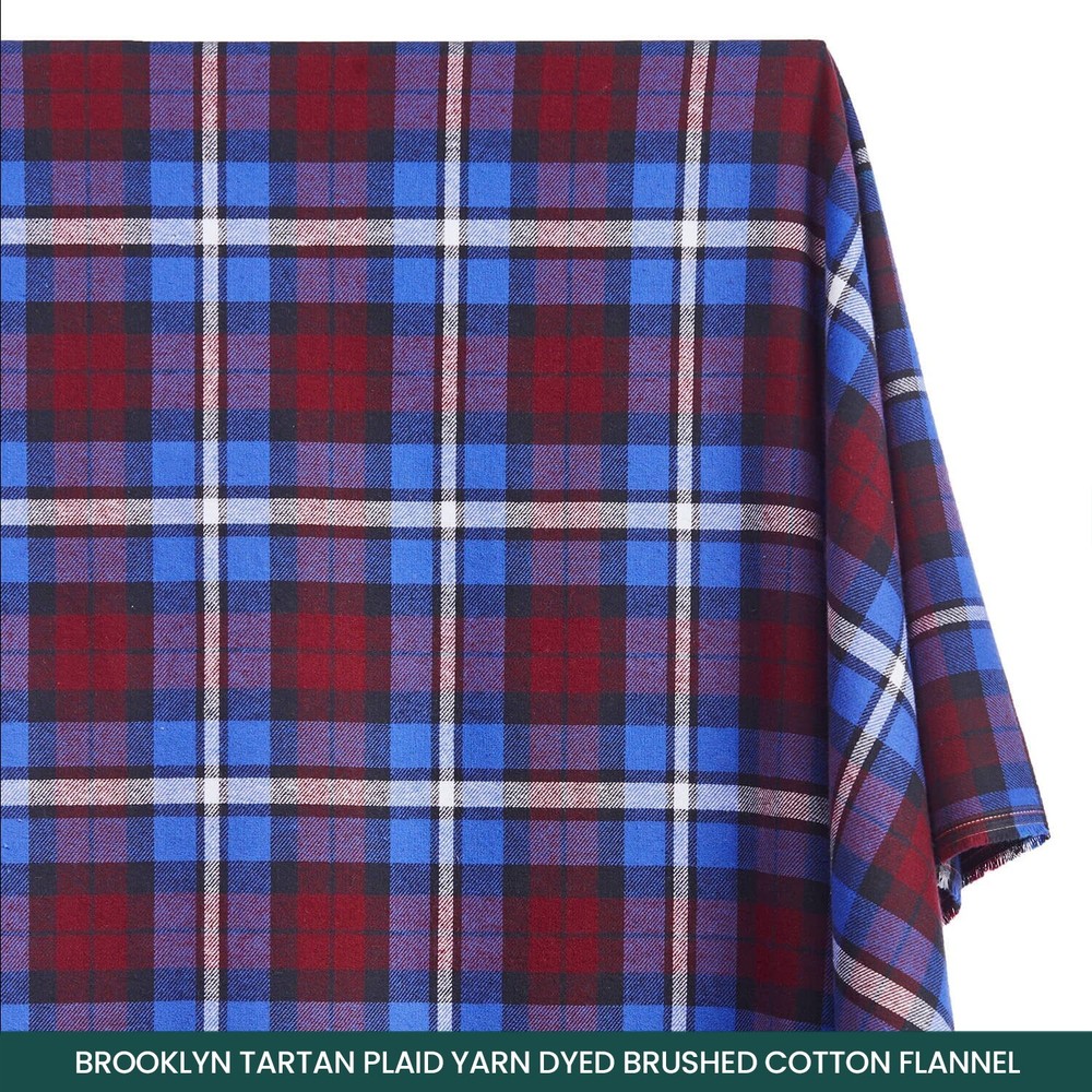 Flannel Brushed Tartan Plaid Fabric Geometric Brooklyn Cotton By The Yard