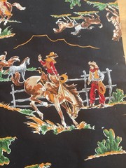 Cowboys And Indians Fabric 2 yd X 44”w Rodeo Western Cowboy Horse Nos/ Clean