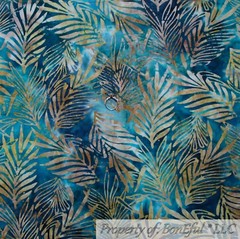 BonEful FABRIC FQ Cotton Quilt Blue Aqua Teal Water Color BATIK Sea Wave Bubble