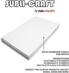 Subli-Craft Cardboard Sublimation Sheets A4 Pack 20 Units by (21Cm X 29Cm)