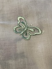 2.5 Yds Embroidered Butterfly Fabric Pastels Cotton 46in Wide VTG HTF