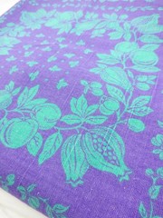 102×73″ Green Purple Fruit Vegetable Vine Grid Scotchgard Fabric Cotton?