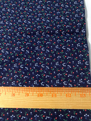 Vintage Wamsutta floral cotton fabric/tiny red & blue floral on navy 36″ x 45″