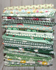 fabaric/yardage Quilting FAT QUARTERS 6.75yds Green Novelty Prints Sewing/Craft