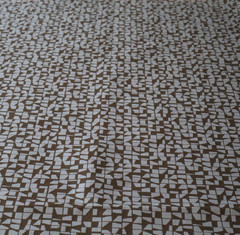 Vtg Designtex MCM Upholstery Fabric “Building Blocks” Blue, Black Geometric 2 yd