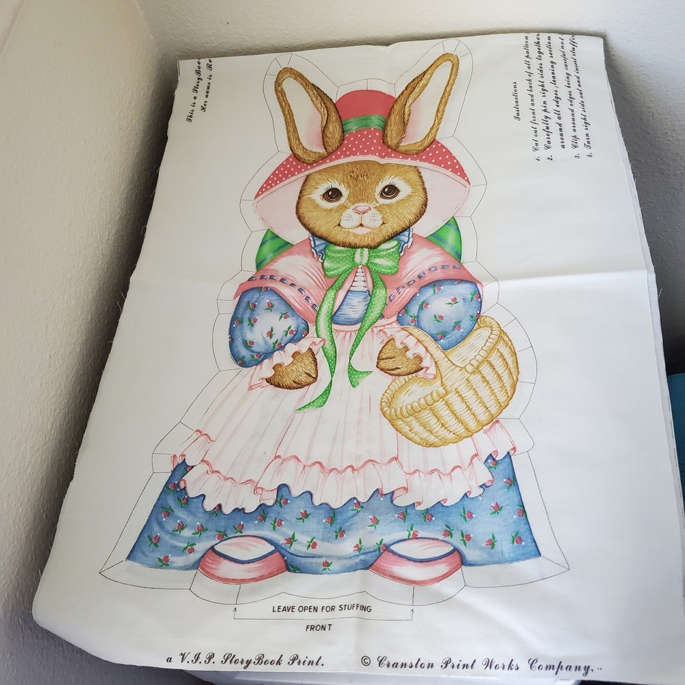 2X Vintage Cranston Print Works Bunny & Springs Mills Holly Day Kittens Fabric