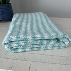 2 YARDS & 63″ Wide, Knitted Blue White Lightweight Stretch Quality Woven Fabric