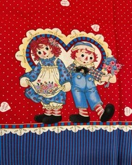 VTG Daisy Kingdom Raggedy Ann & Andy Hearts & Flowers Panel & Skirt SZ 4 Jumper