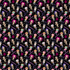 K-Pop Huntrix Demon Hunters Cotton Fabric by the 1/2 Yard, 57-58″ Width