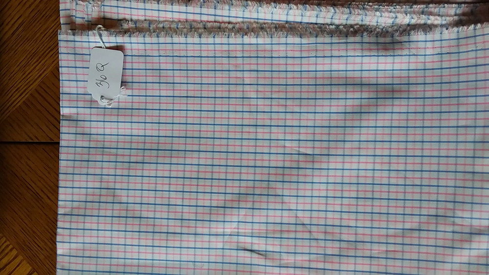 100% Luxury Cotton Shirting Blue Pink and white checked 2.8 yds 60″ W