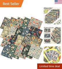 20”x20” Quilted Floral Fat Quarters Bundle – 10 Pcs of William Morris Elegance