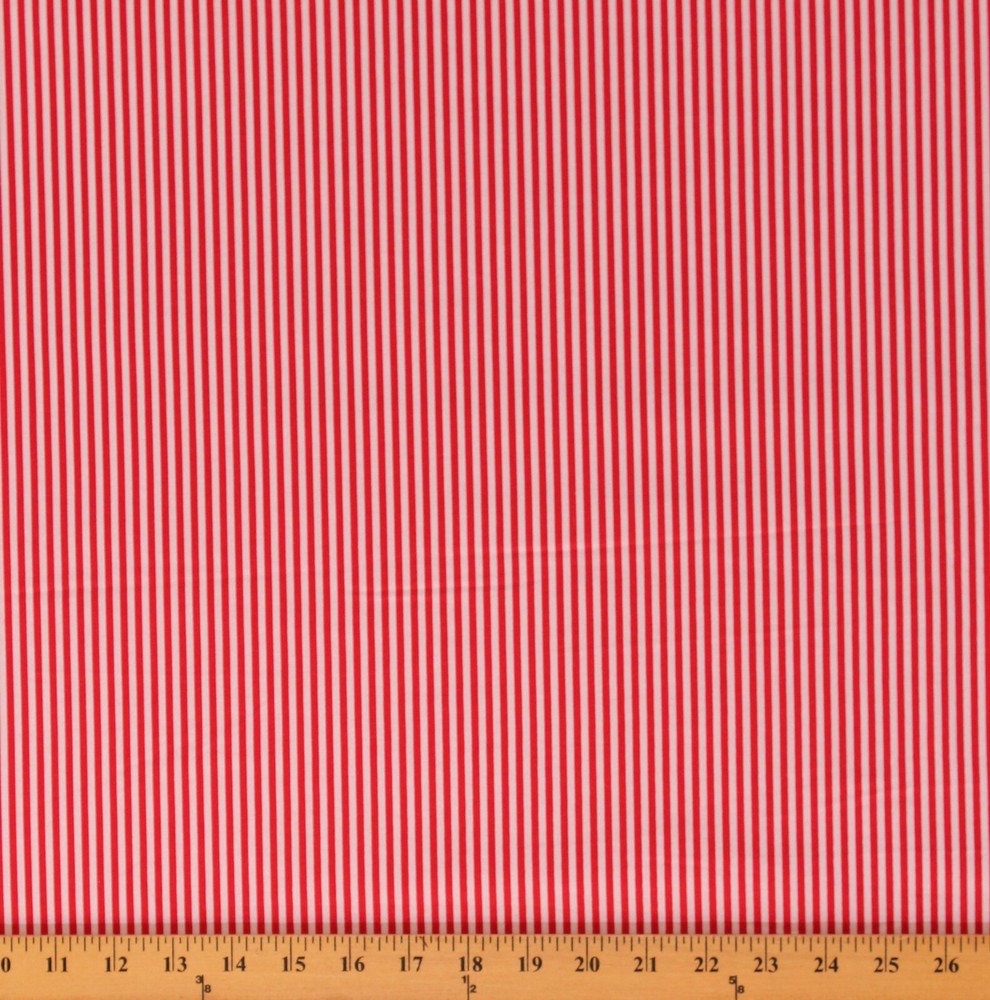 Cotton 1/8 inch Red White Stripes StripedFabric Print by the Yard D152.19
